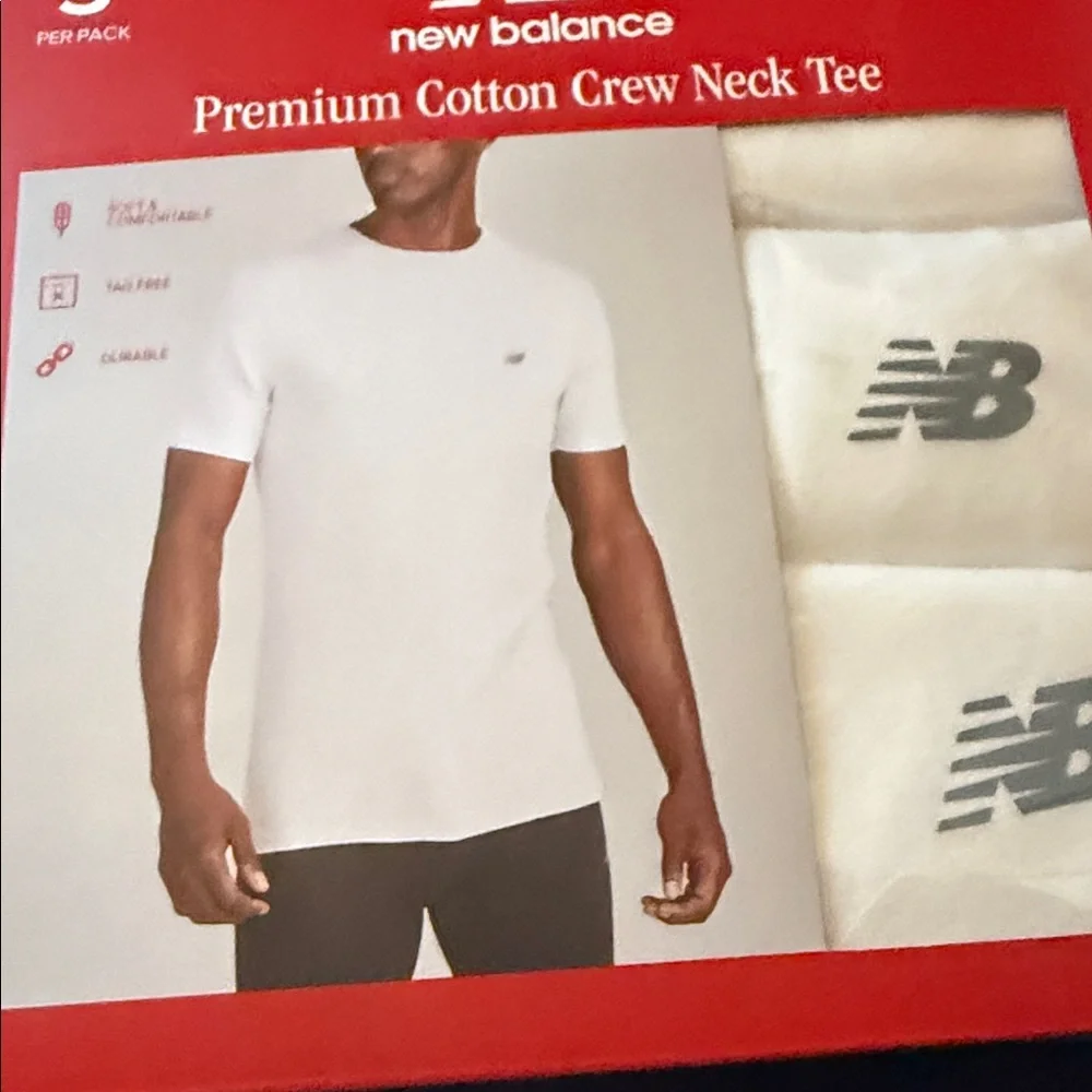 New Balance White Crew Neck Tee 3-Pack. NWT - Picture 5 of 5